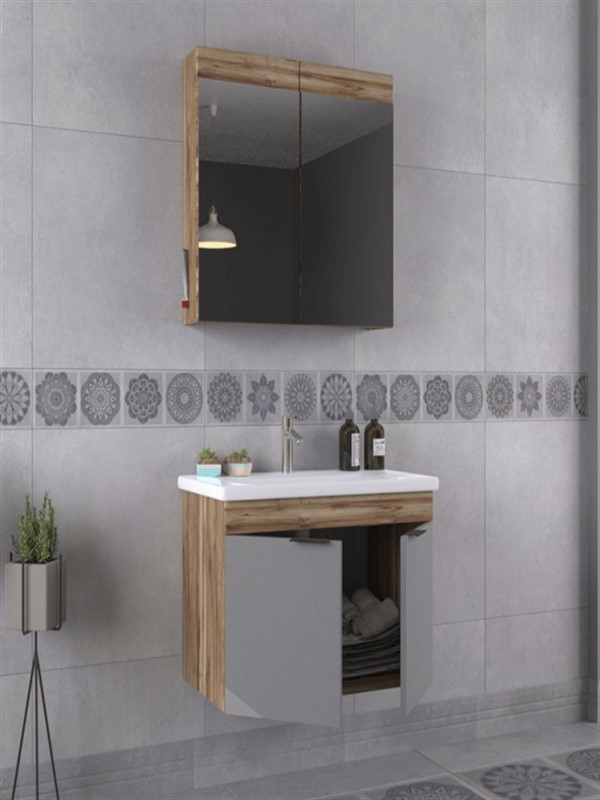 Bıanı Fethiye 80 Cm (Gri) Banyo Dolabı Takımı